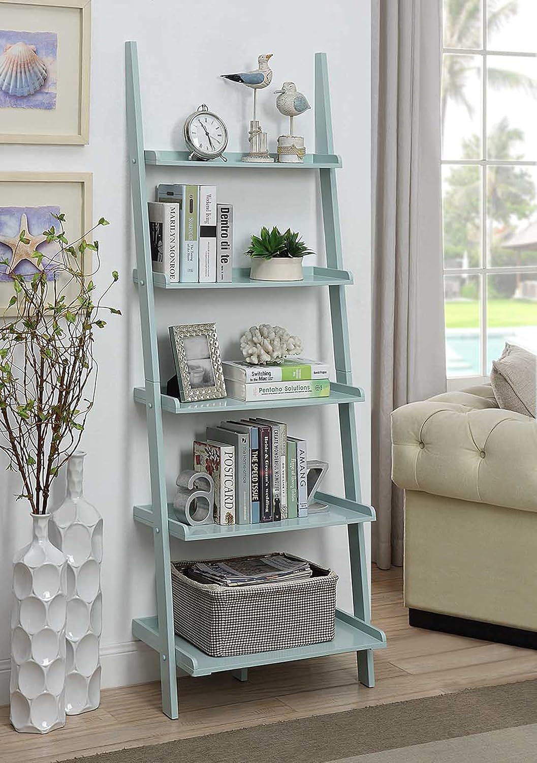 Espresso Bookshelf Ladder W7051