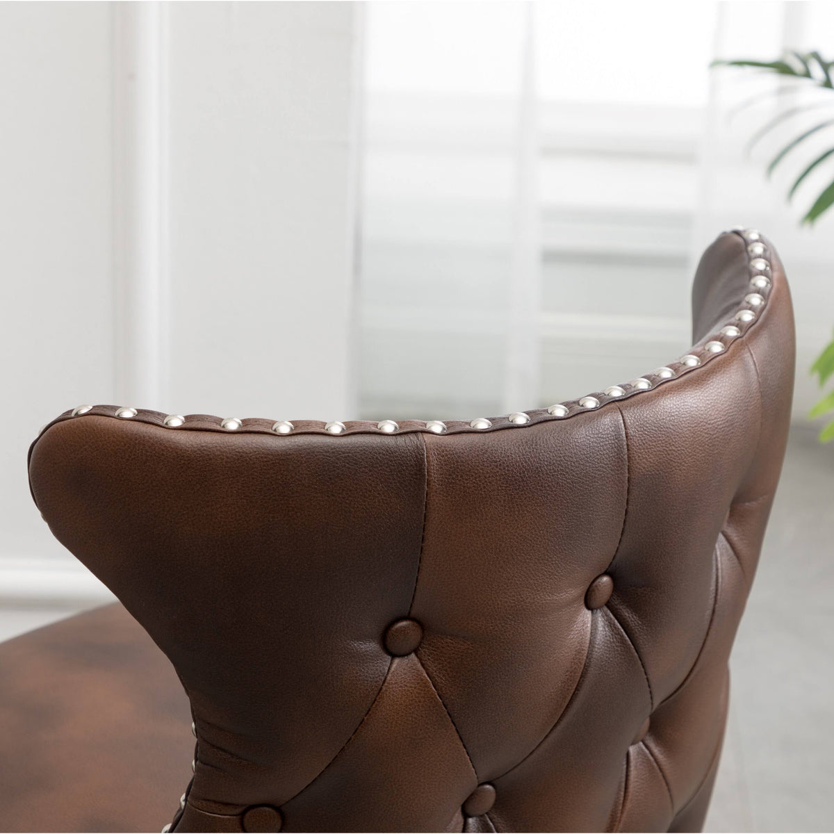 Brown Faux Leather Tufted Accent Chair C274851