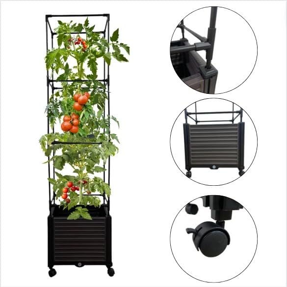 2 Pack 63" Large Outdoor Garden Planter Box with Trellis and Caster X815