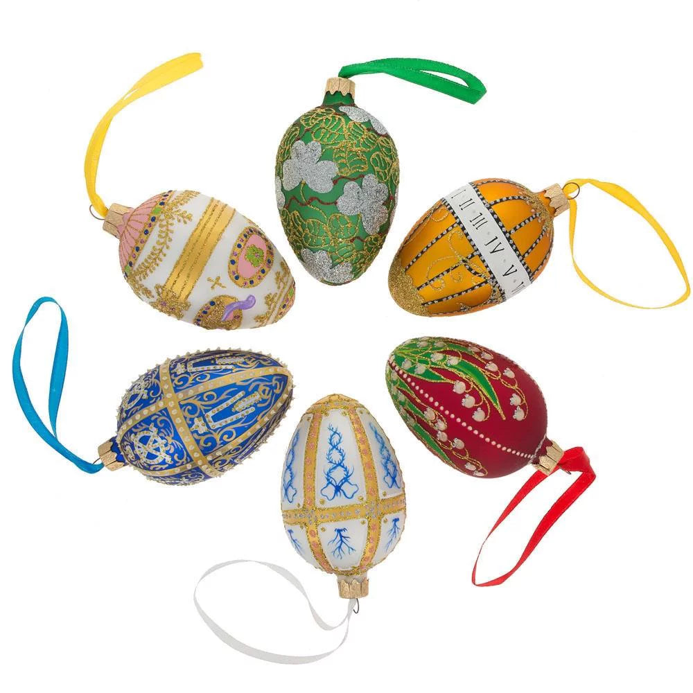 Blue Enamel Egg Glass Ornament 4 Inches O746685