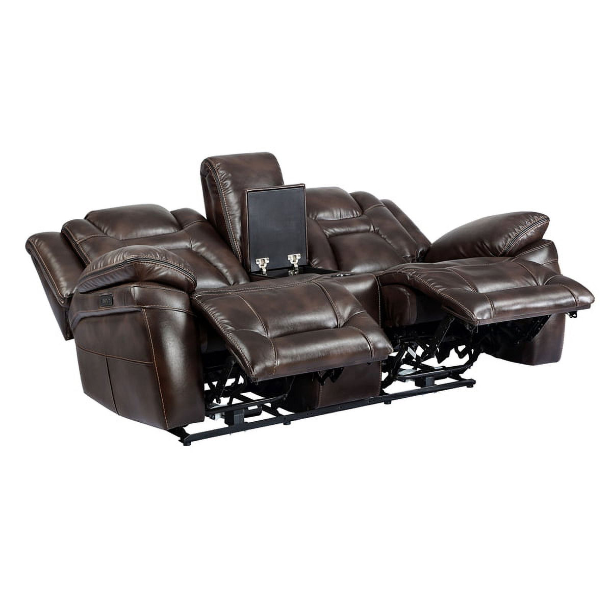 Brown Faux Leather Dual Power 3PC Set P4917
