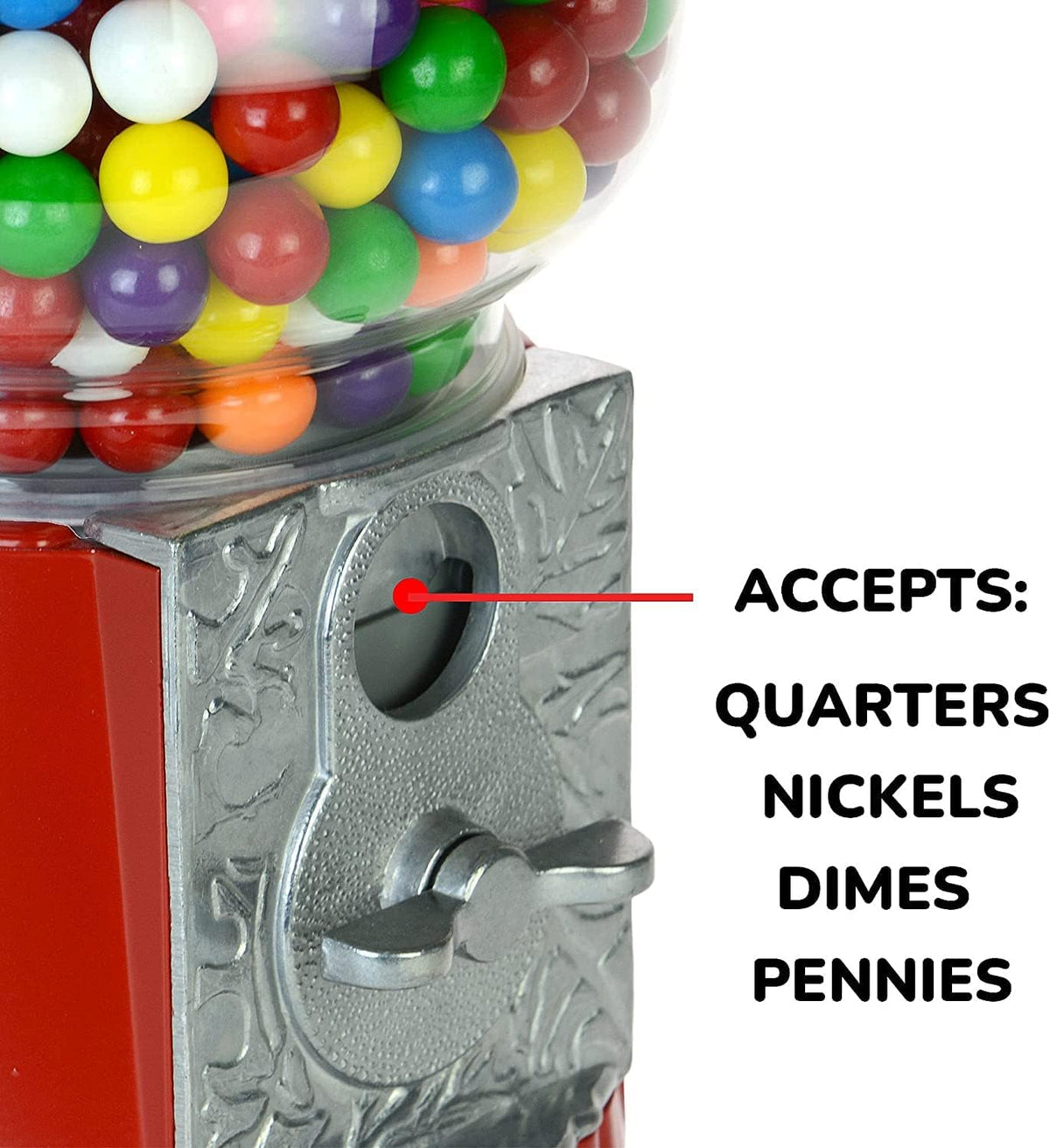 15 Inch Metal Gumball Vending Machine with Stand Q818