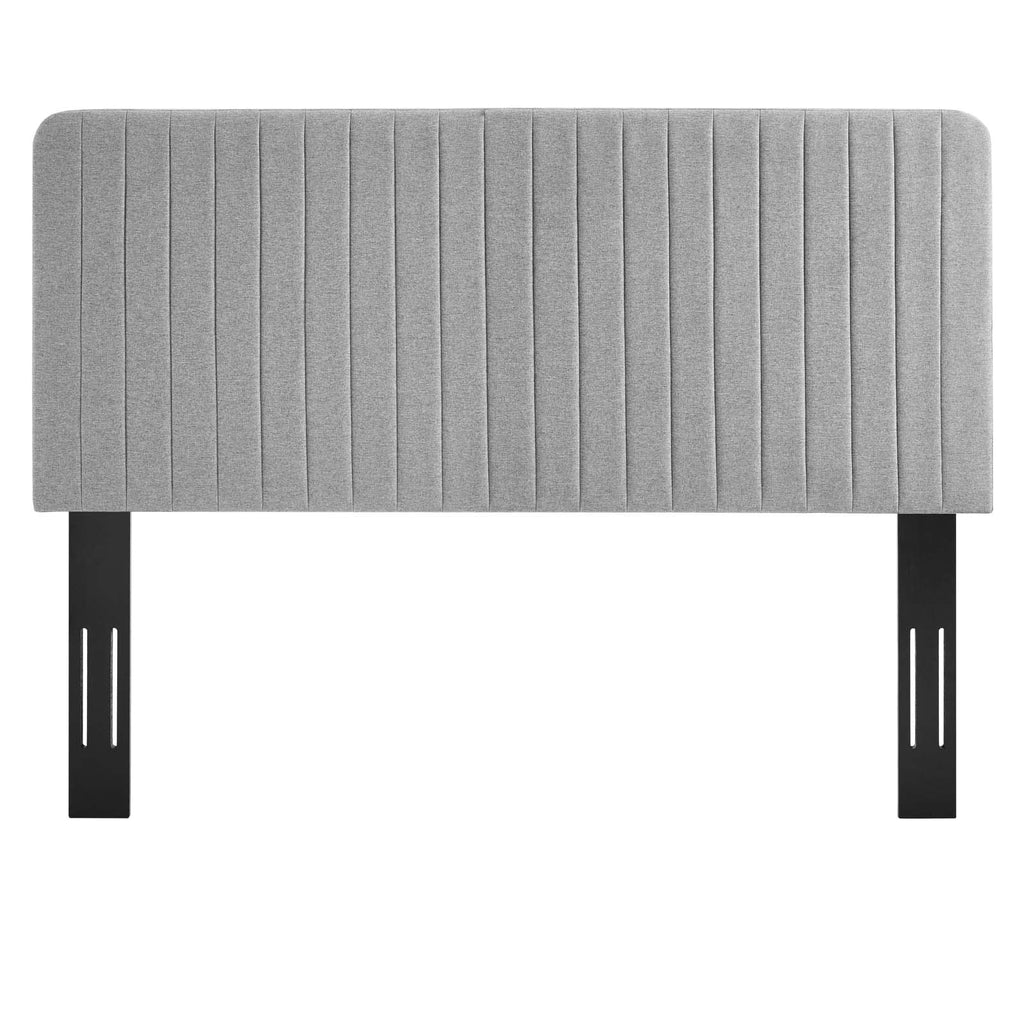 Light Gray Tufted Upholstered Fabric King Headboard B253