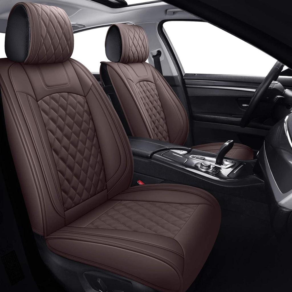 Waterproof Faux Leather Car Front Seat Covers 2 PCS Black S103