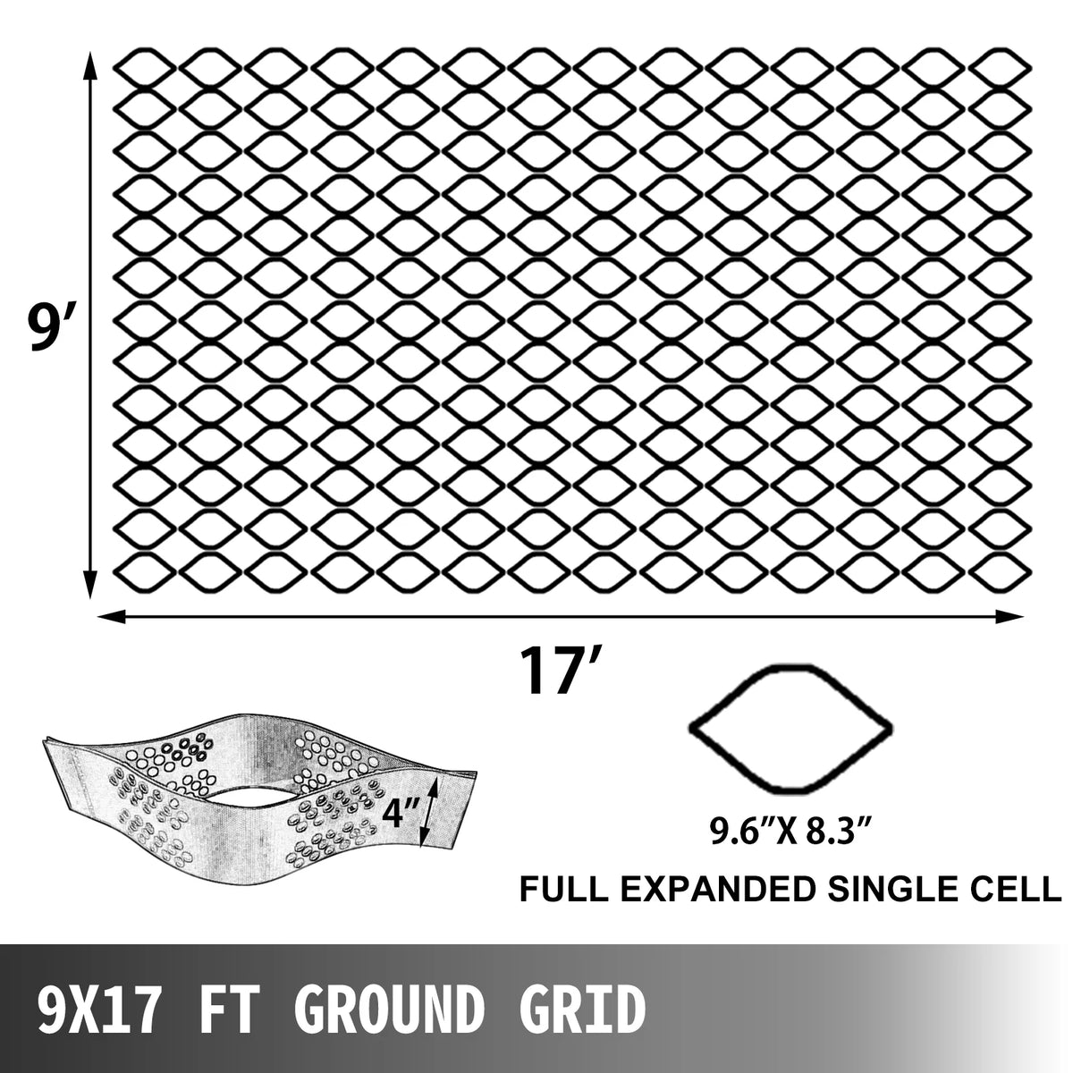 9x17 ft 4 Inch Thick HDPE Ground Grid I43172