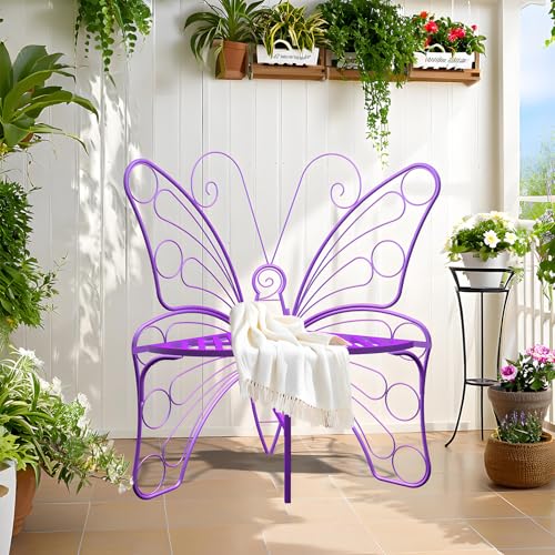 Black Metal Butterfly Outdoor Bench S530017