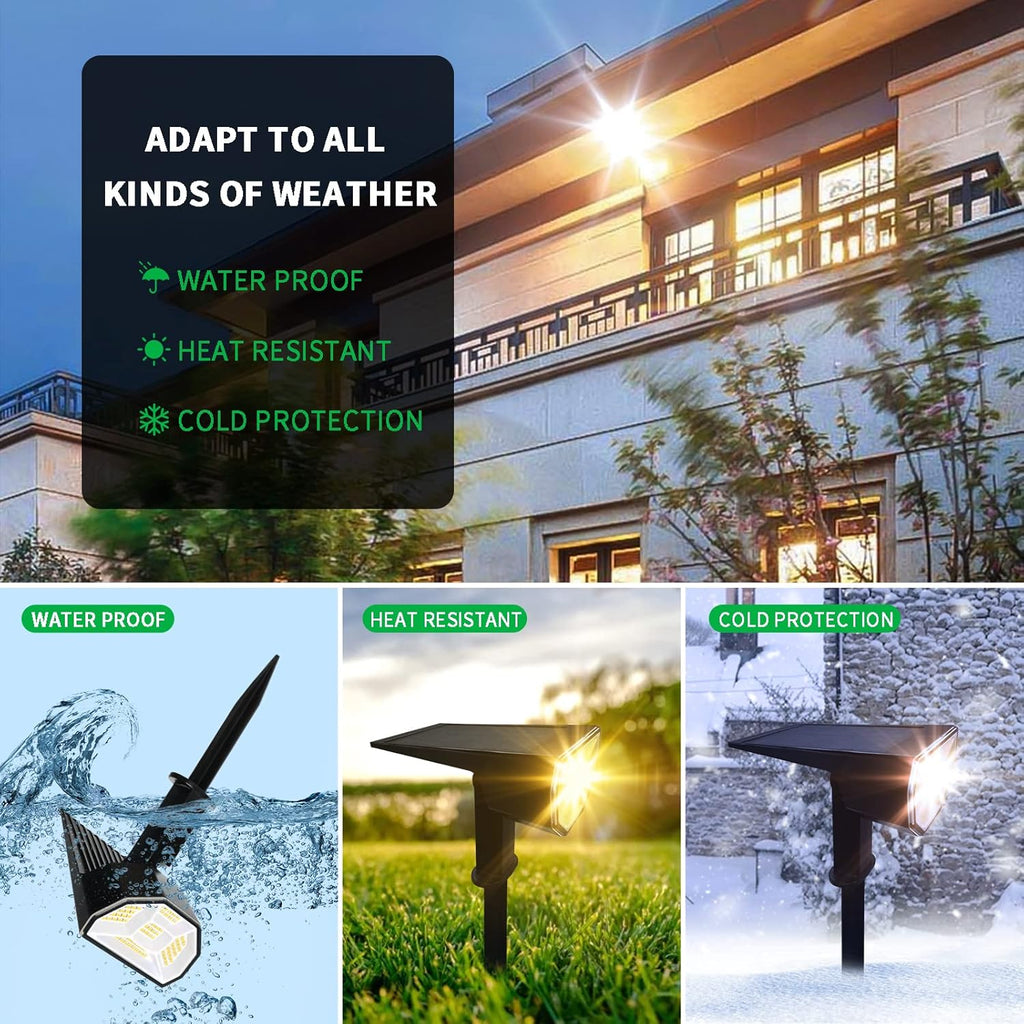 4 Pack Solar Spot Lights Outdoor Waterproof 3000K Warm Light J242037