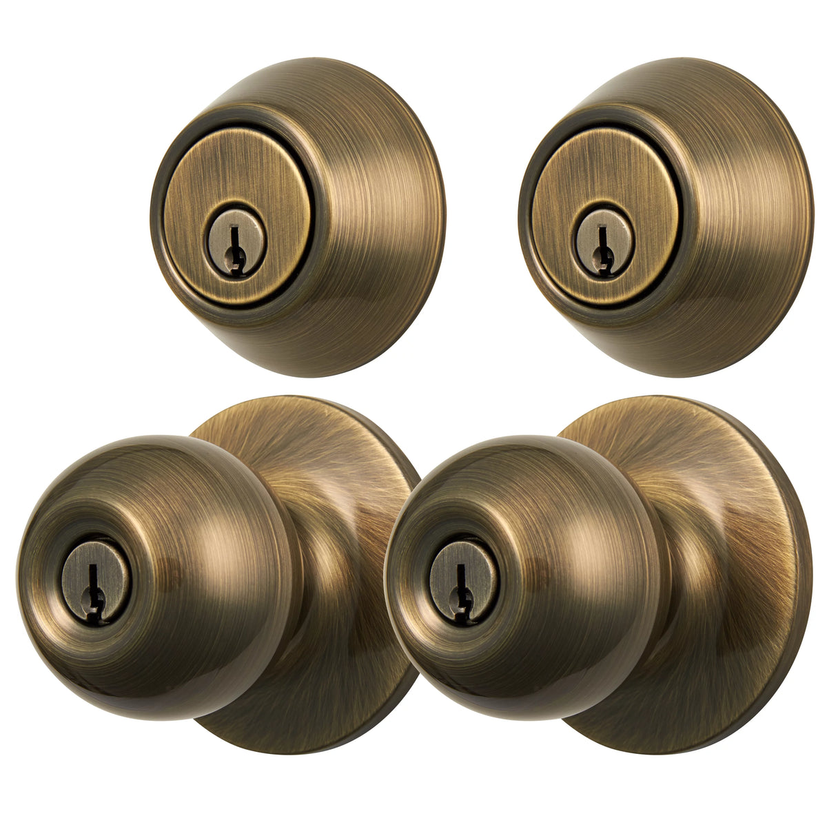 Keyed Entry Ball Doorknob and Deadbolt Combo in Oil-Rubbed Bronze, Twin Pack T878