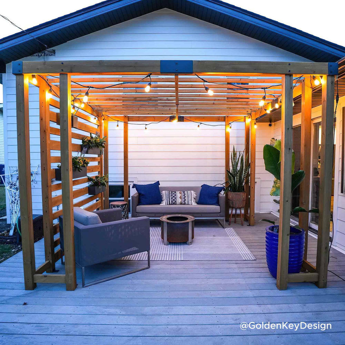 10.5 ft. x 10 ft. Cedar Wood Pergola with Adjustable Hanging Planters Q829597