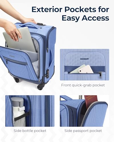 Gray 20 inch Softside Carry-On Luggage with Spinner Wheels T176453