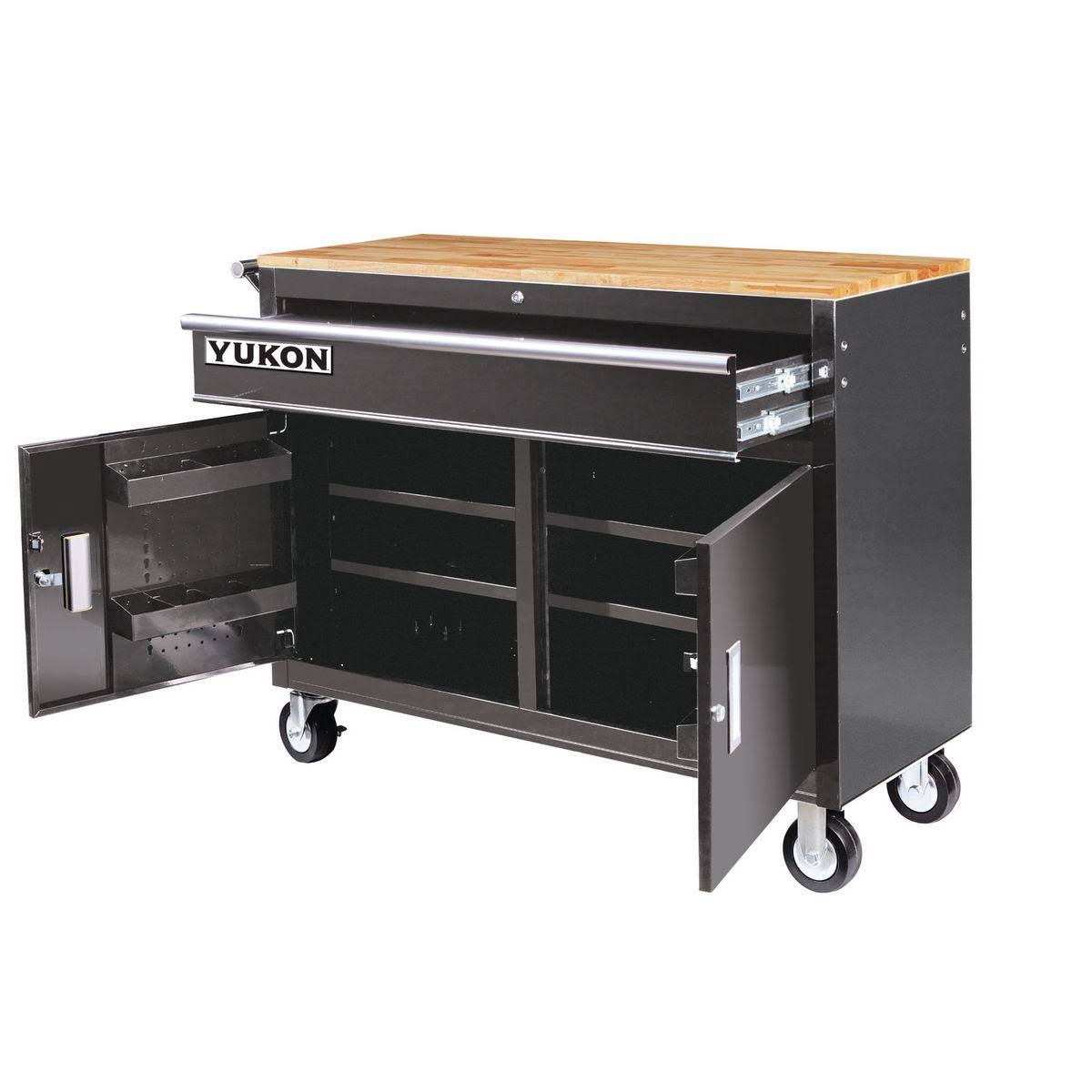 Mobile Storage Cabinet with Wood Top Tool Cart Workbench Q858