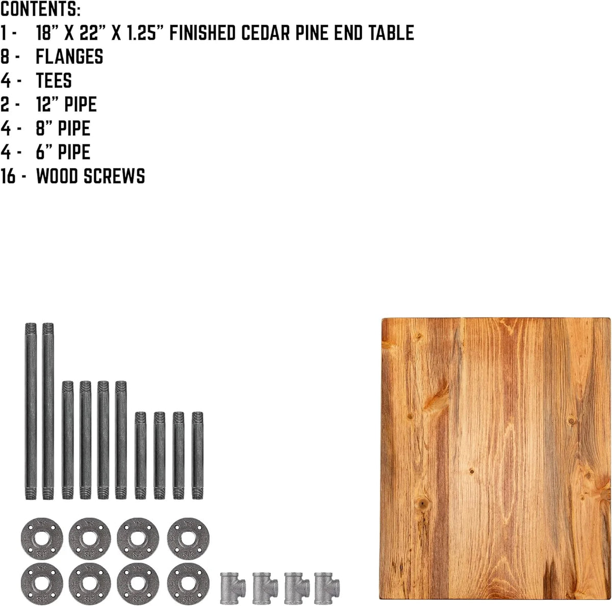 Wood End Table with Industrial Pipe Legs Q62951