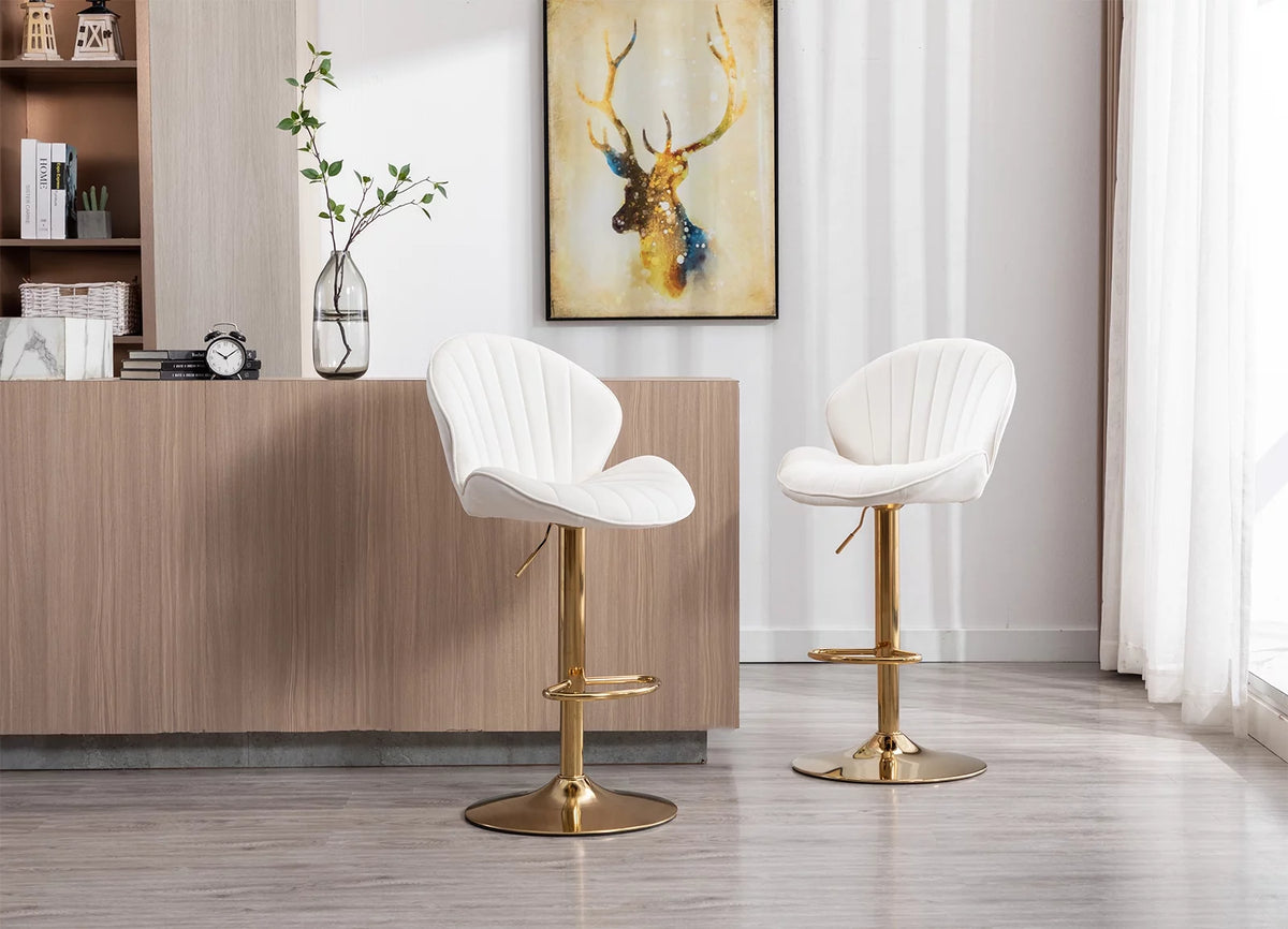Velvet Upholstered Swivel Bar Stools Set of 2 T44293