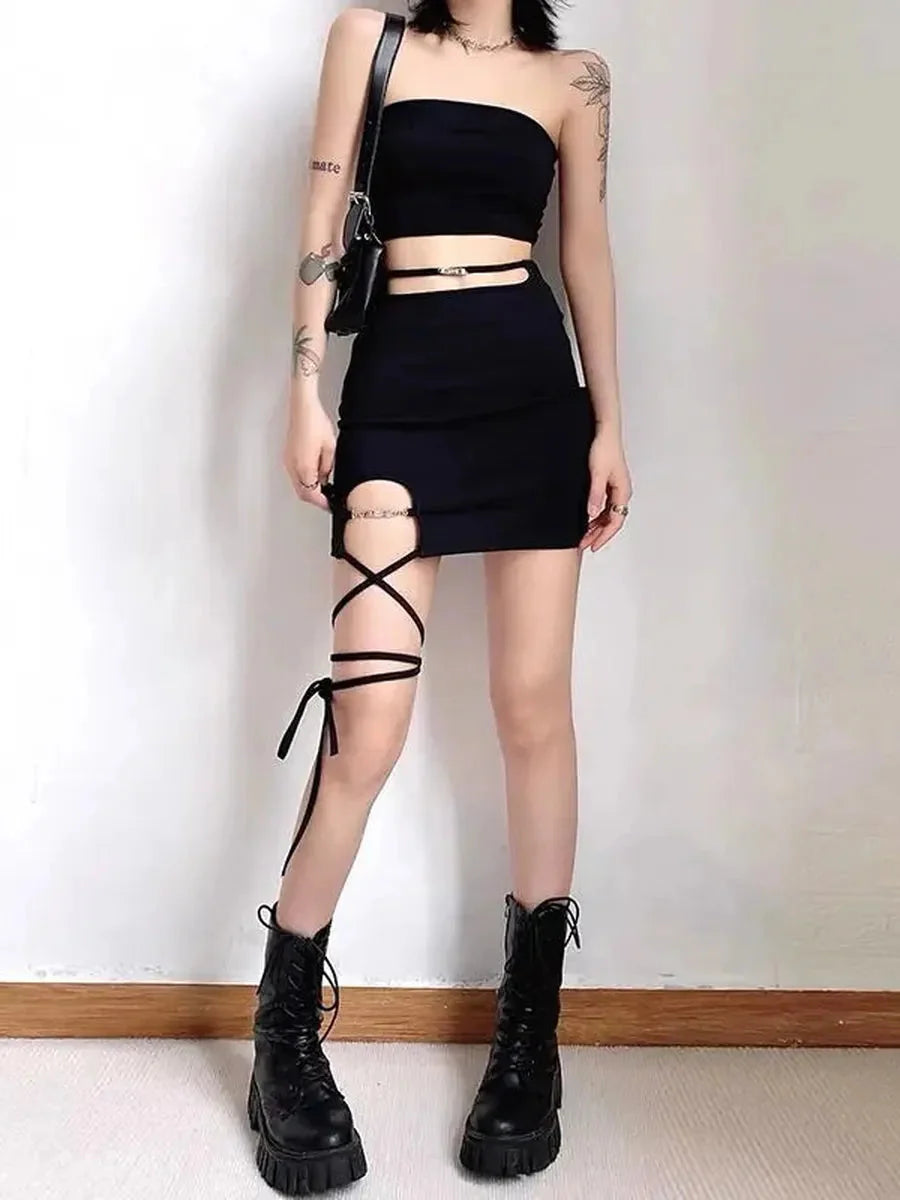 Mini Leg Strap Skirt X8864