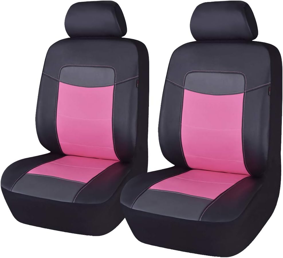 Black Leather Car Seat Covers Full Set Pack of 2 F944043