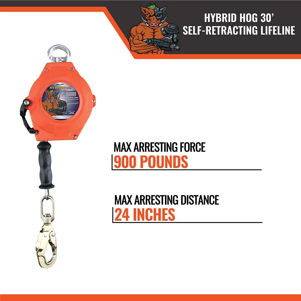 Self Retracting Lifeline 30' Fall Protection Retractable Safety Lanyard L629345