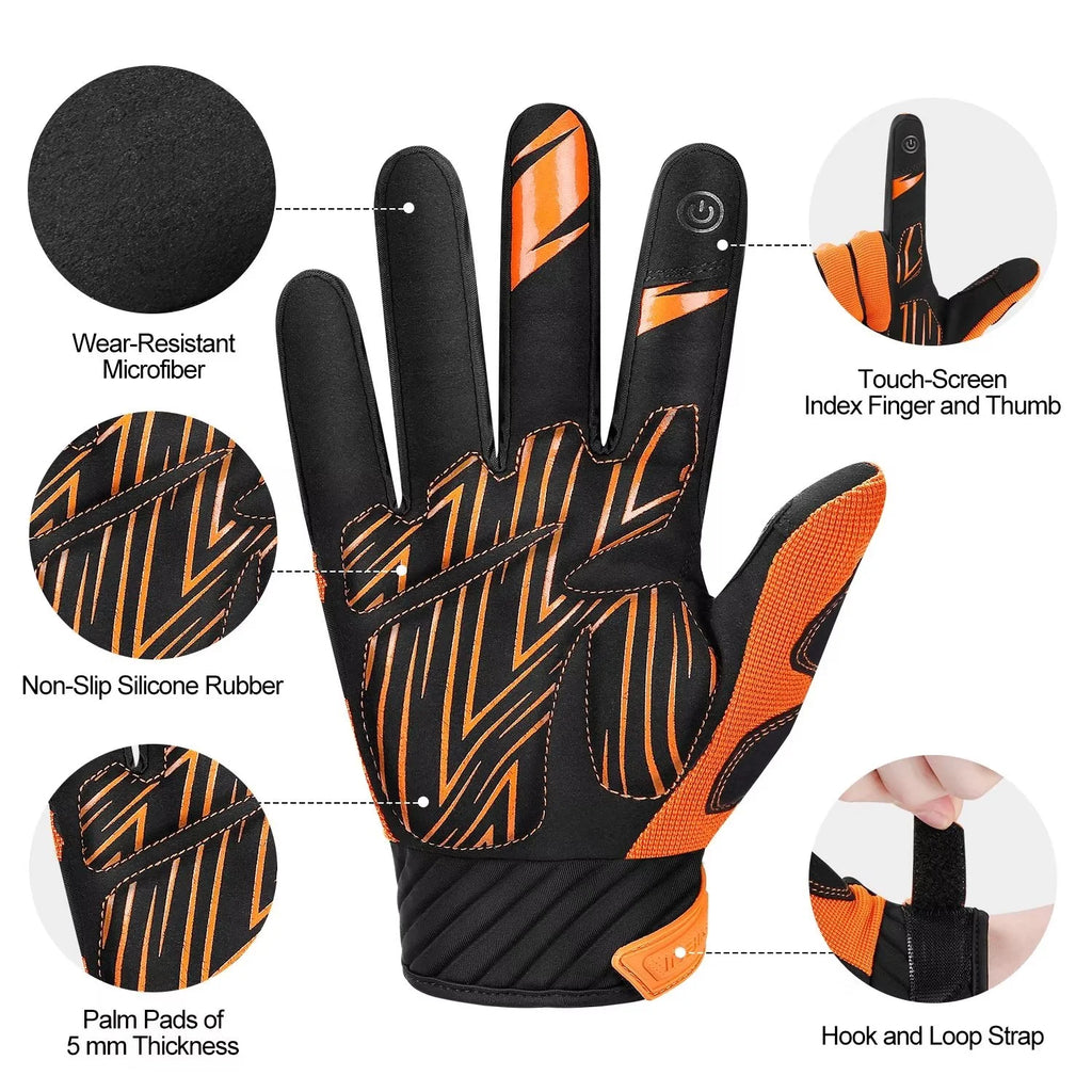 Orange Medium MTB Touchscreen Bike Gloves X832984