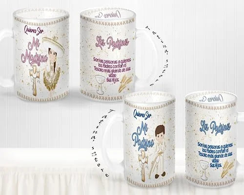 Set de 2 Tazas con moño de satin y tarjeta de agradecimiento G1047