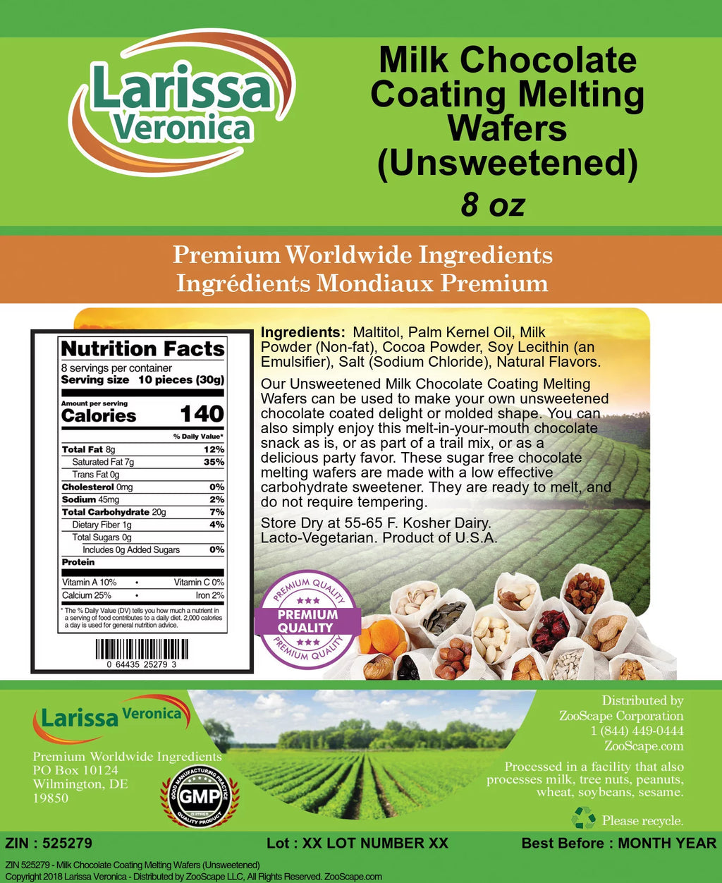 Milk Chocolate Coating Melting Wafers Unsweetened 8 oz 3-Pack Z24966