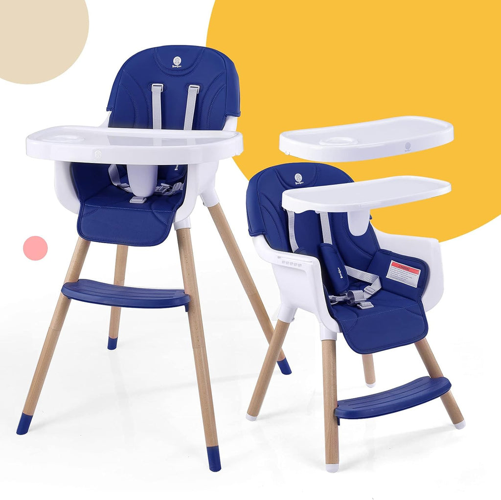 3 in 1 Convertible Wooden Baby High Chair with 2 Trays M516940
