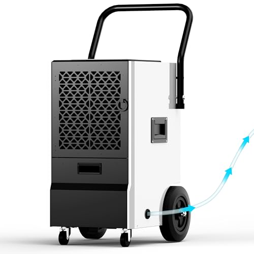 160 Pints Commercial Dehumidifier with Drain Hose, Timer and 4 Wheels M124619