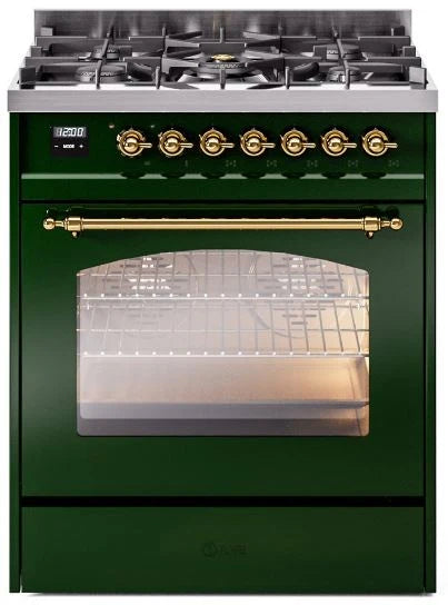 30 Dual Fuel Natural Gas Range Emerald Green Brass Trim Z990042