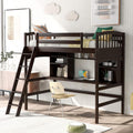 Twin Size Solid Wood Loft Bed with Desk and Storage Shelves C52120