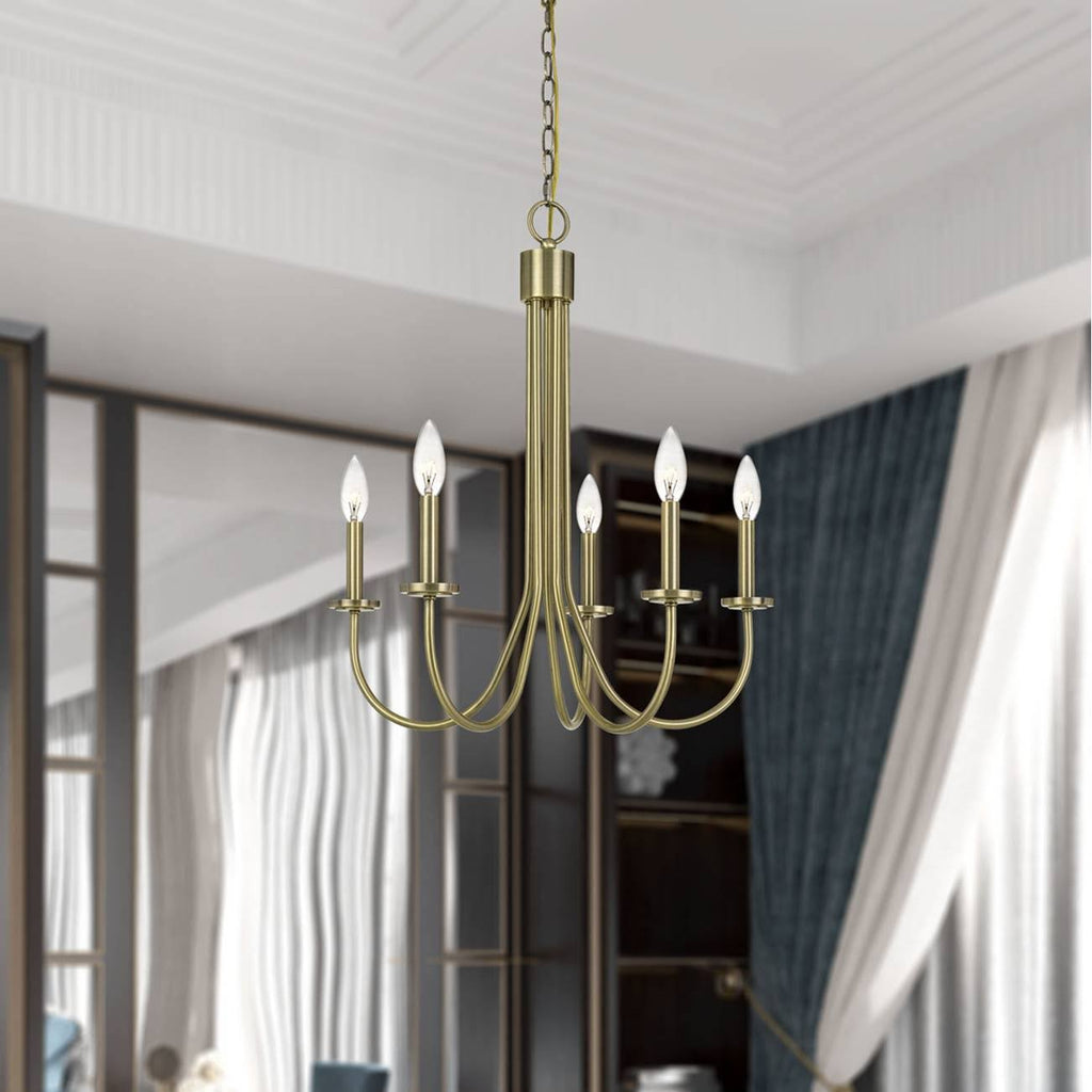 5-Light Metal Chandelier Antique Brass B59671