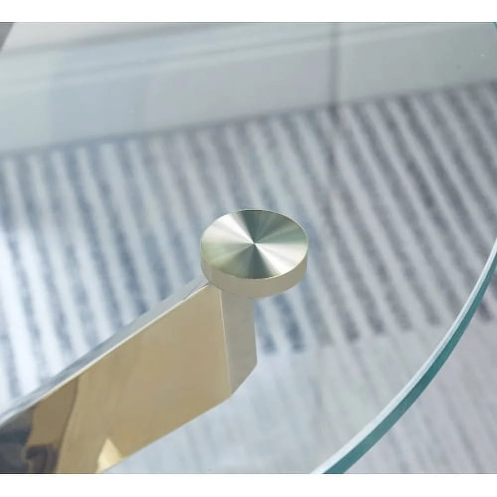 Round Tempered Glass End Table with Chrome Legs V857