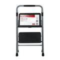 Gray & Black 2-Step Steel Foldable Step Stool T8928
