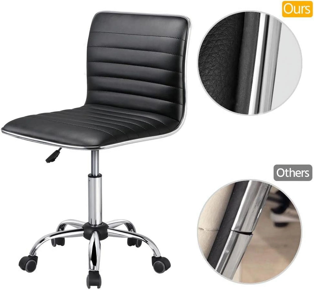 Black PU Leather Low Back Executive Office Chair with Wheels V9936