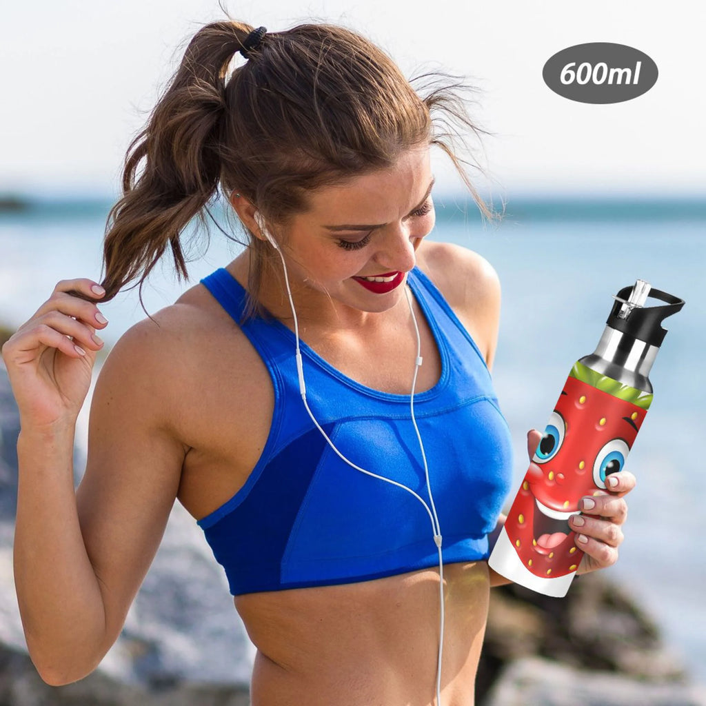 Strawberry Stainless Steel Insulated Water Bottle with Straw Lid K57225