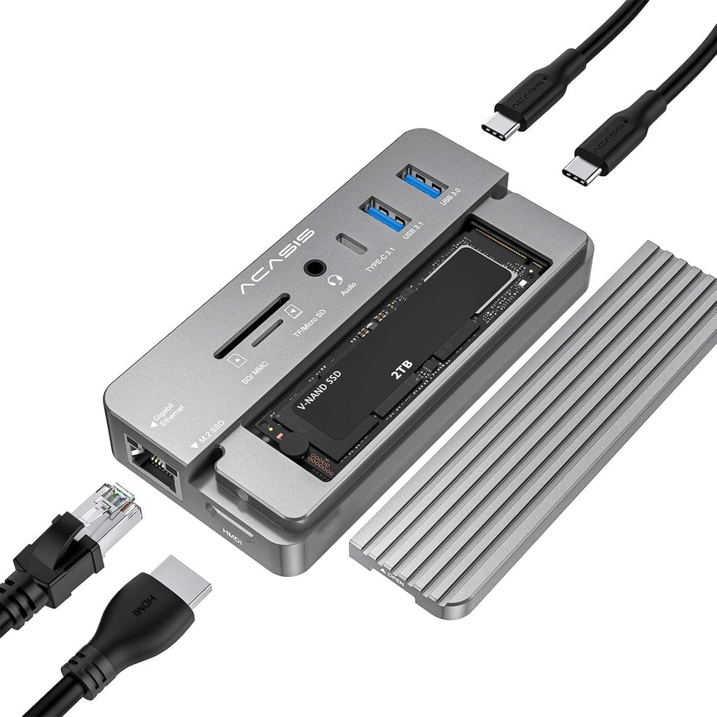 10-in-1 USB-C Docking Station with M.2 NVMe and SATA SSD Enclosure D271