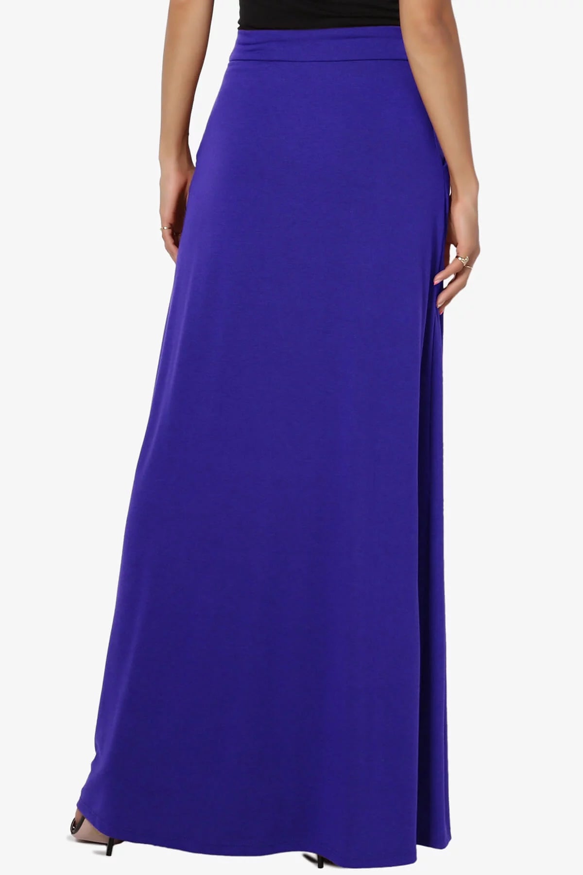 Drawstring Waist Pocket Jersey A-Line Maxi Skirt L910