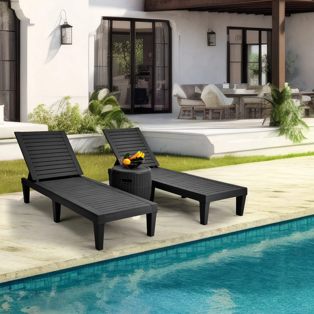 Black Adjustable Outdoor Lounge Chairs Q7359