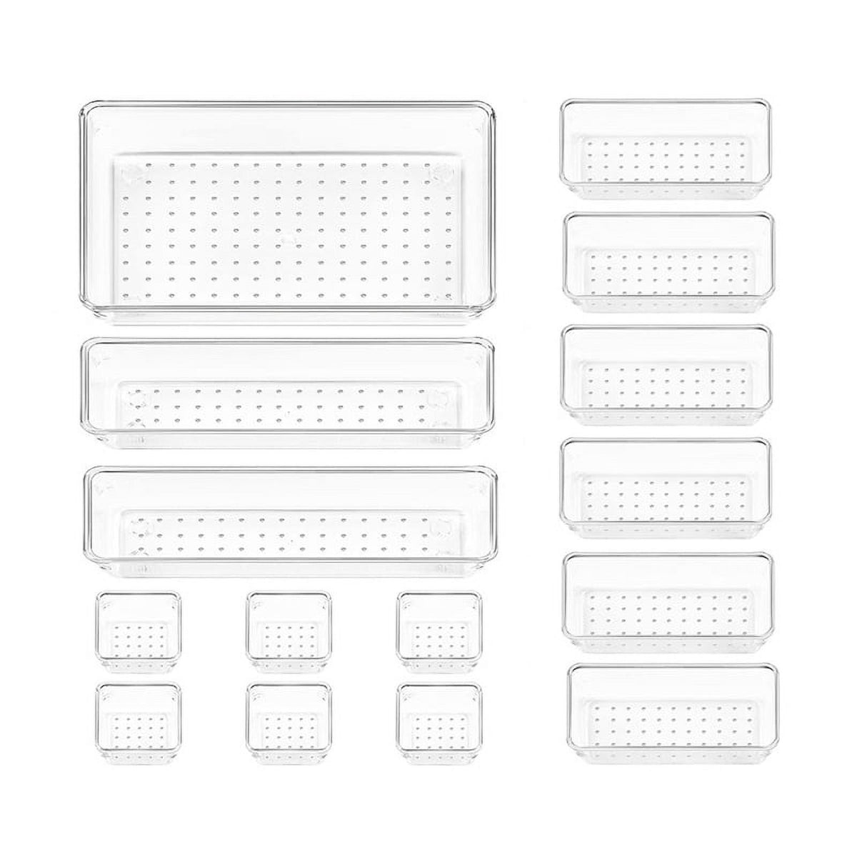 15PCS Clear Plastic Drawer Organizer Set Storage Bins B9447
