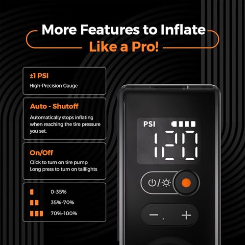 120 PSI Portable Electric Bike Tire Pump with Gauge V28959