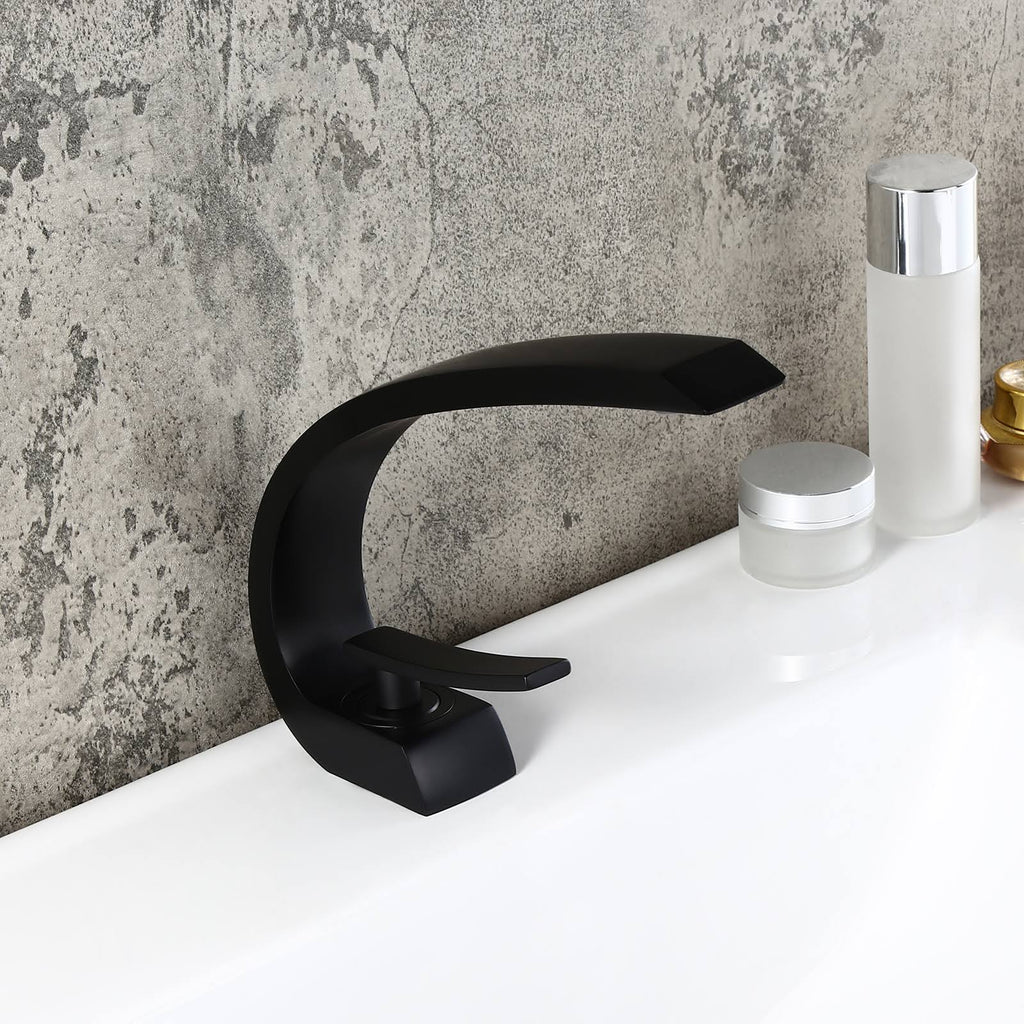 Matte Black 1-Handle Sink Faucet with Pop Up Drain D836