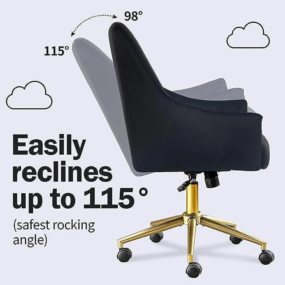 Velvet Tufted Desk Chair with Gold Base M6894