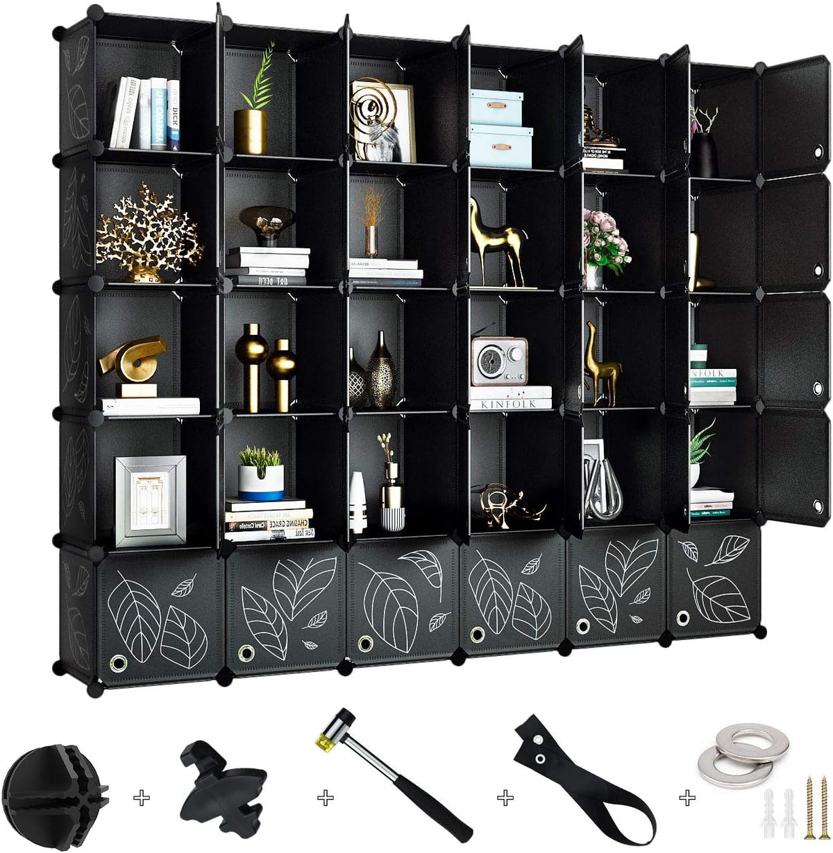 White 30-Cube Plastic Storage Organizer with Doors A38697