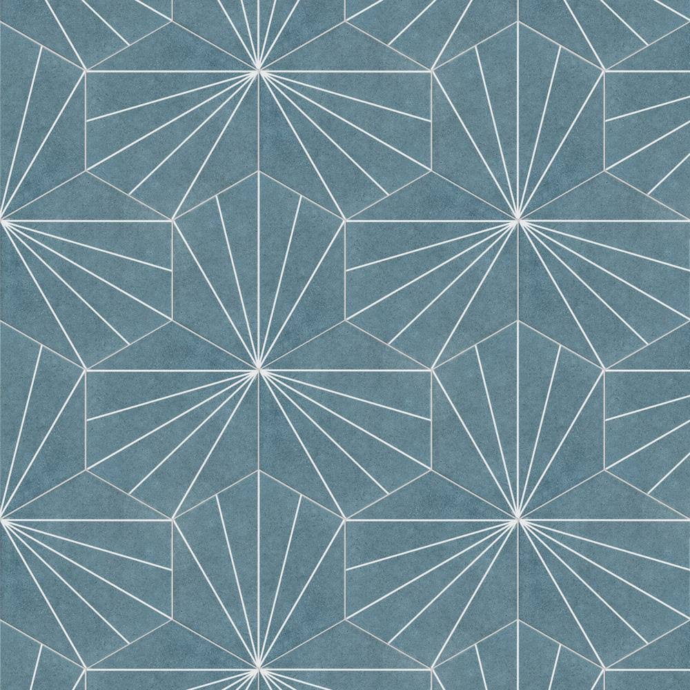 Aster Hex Azul Encaustic Porcelain Floor and Wall Tile N322