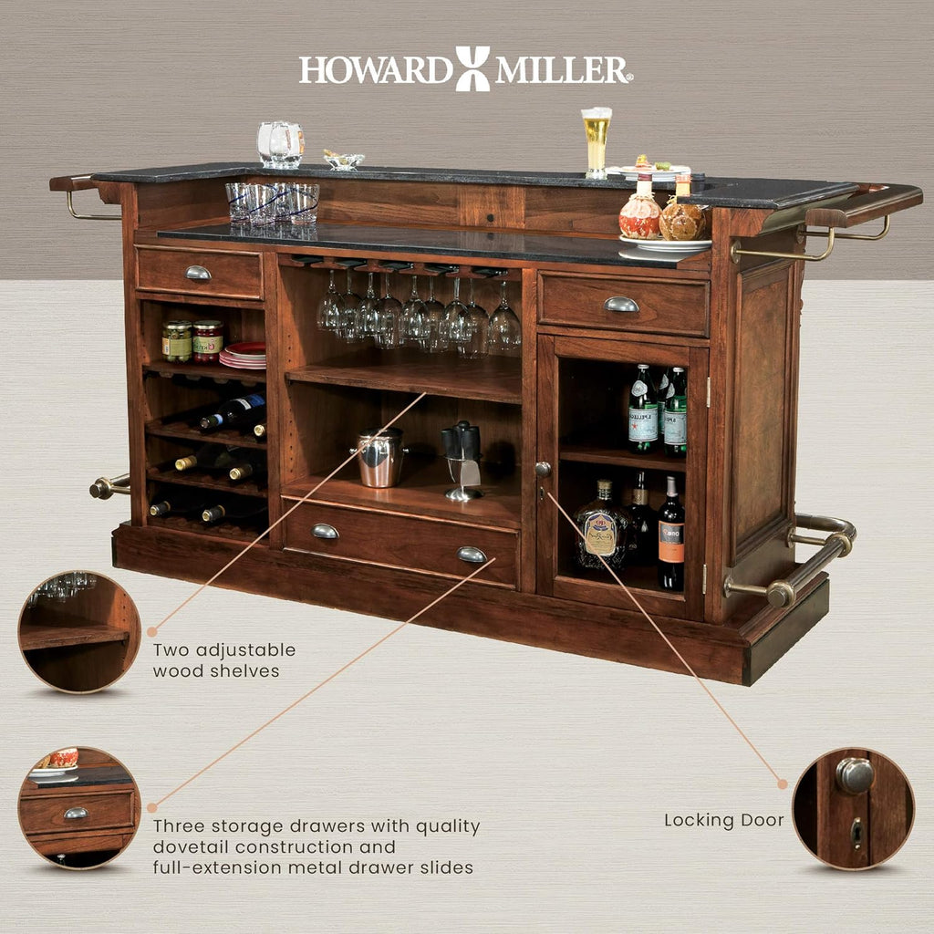 Hampton Cherry Finish Bar with 25 Wine Bottle Storage T6222