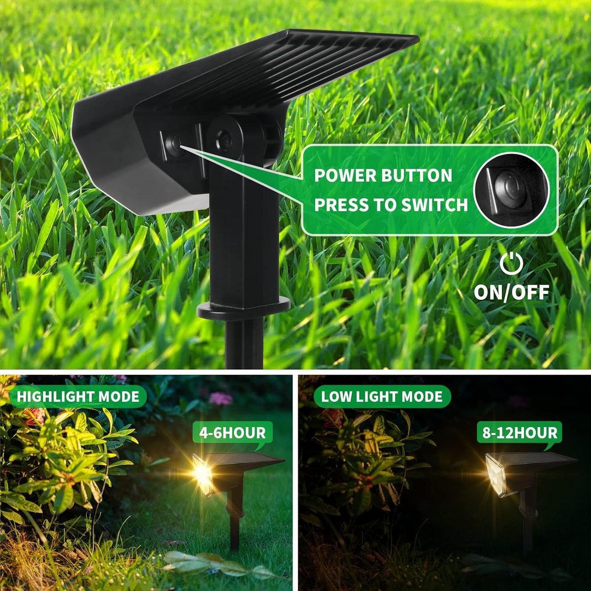 4 Pack Solar Spot Lights Outdoor Waterproof 3000K Warm Light J242037