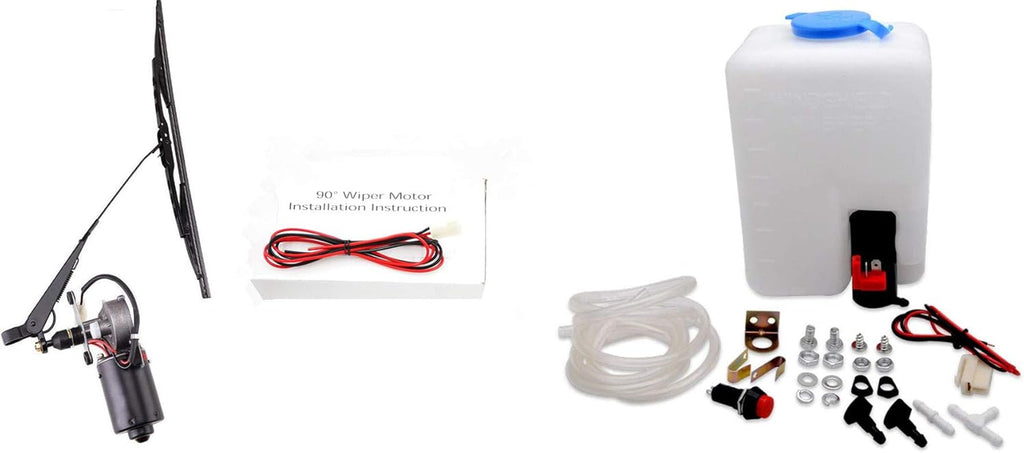 12V Electric Motor UTV Windshield Wiper Kit with Washer Pump Pack of 2 O740652