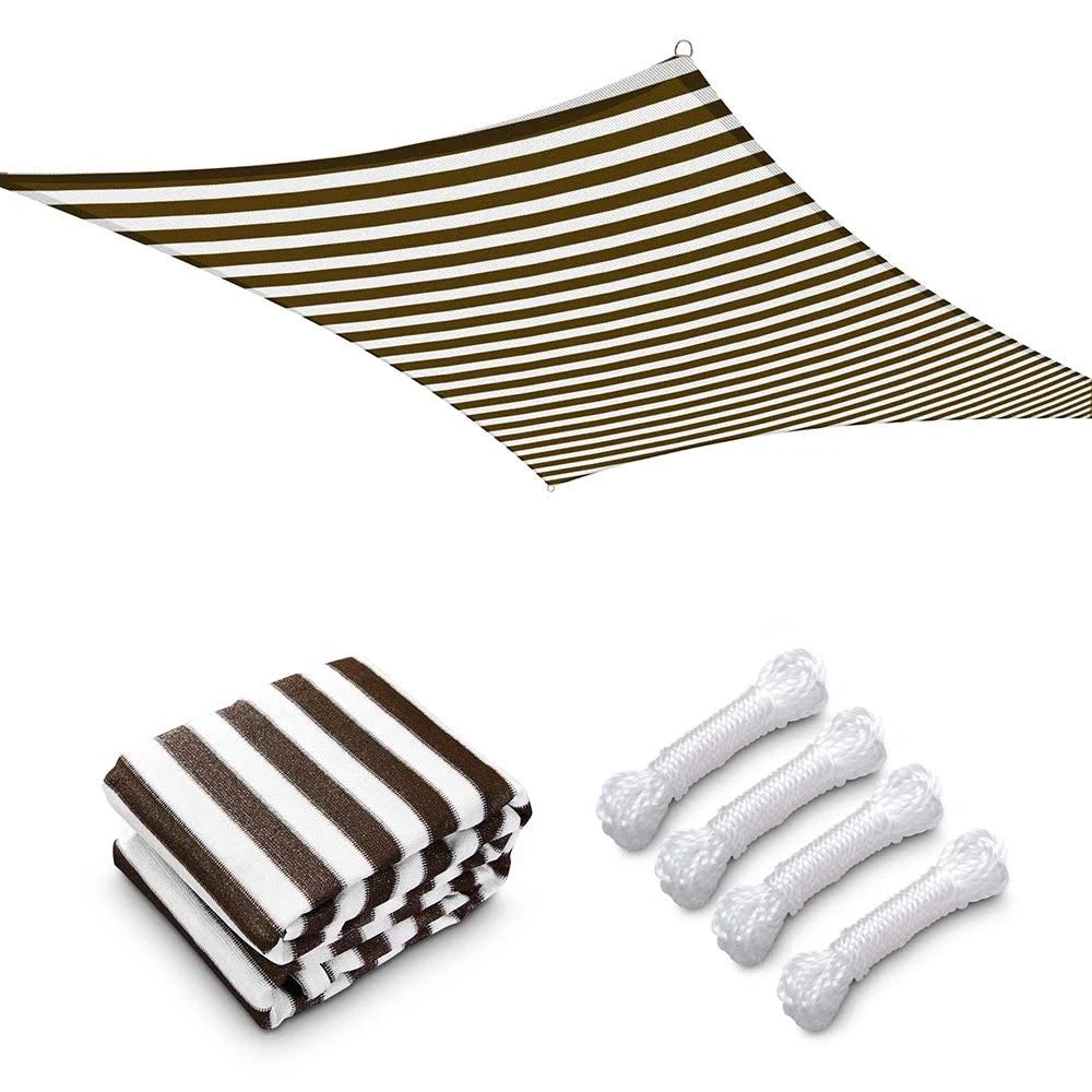 Brown White 20ft Sun Shade Canopy M75952