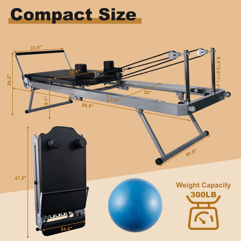Foldable Pilates Reformer Machine with Spring S3135