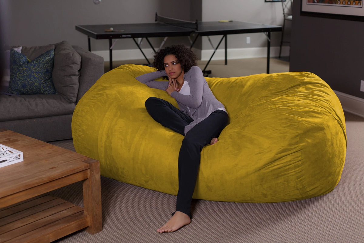 Charcoal 7.5 ft Memory Foam Bean Bag Chair Q41064