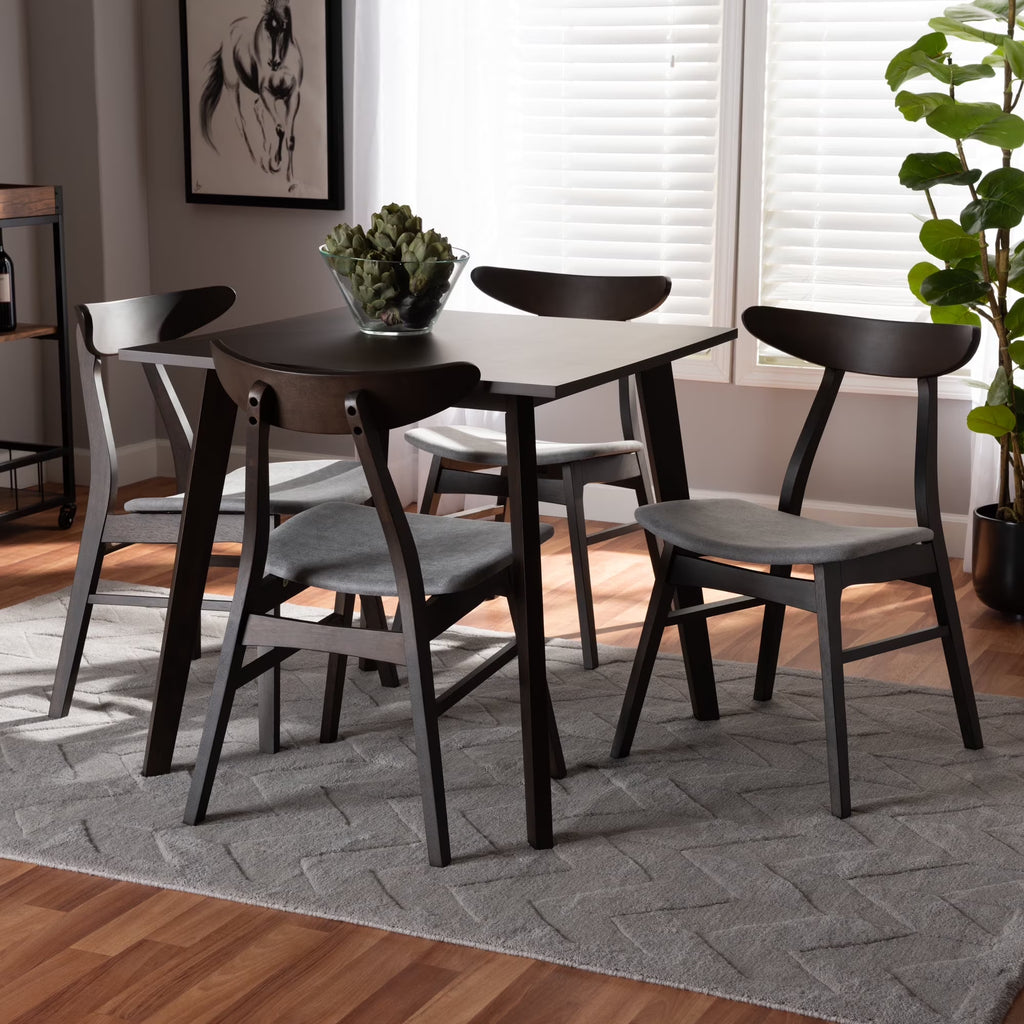 5-Piece Light Grey Fabric Wood Dining Set M77299