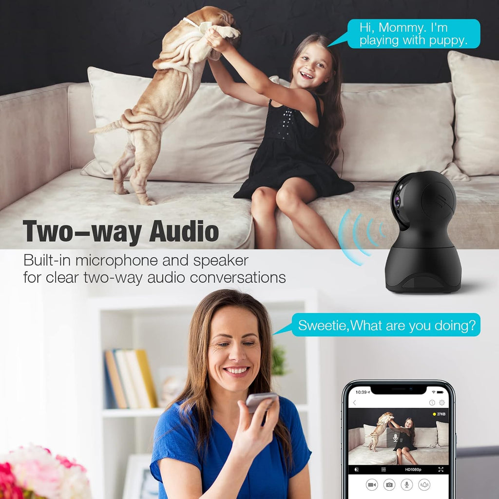 1080P Indoor WiFi Pet Camera with 2-Way Audio and Night Vision A87630