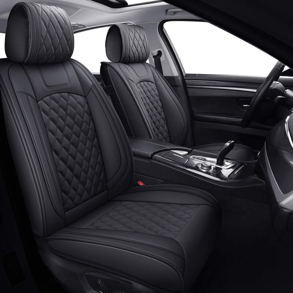 Waterproof Faux Leather Car Front Seat Covers 2 PCS Black S103
